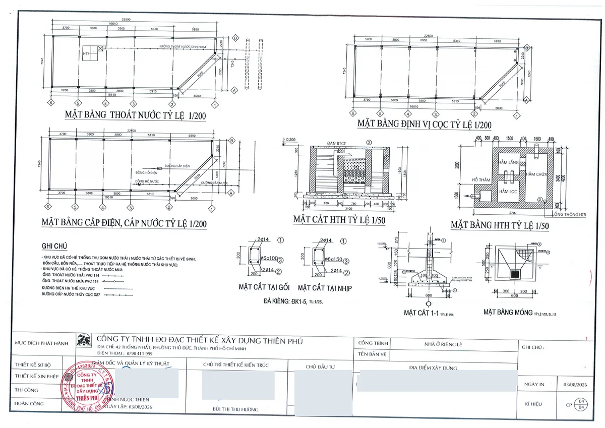 Điện nước, thoát nước và chi tiết móng/đà kiềng